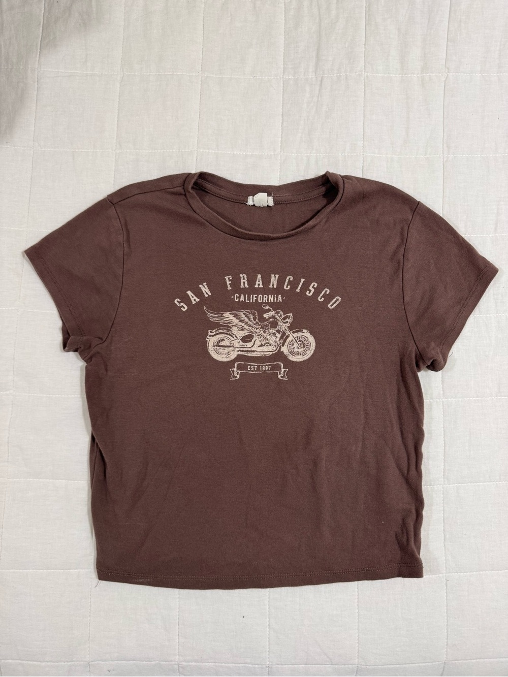 Garage - Brown Cropped Baby Tee